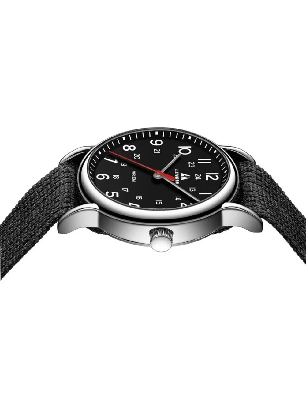 Men's Black Silver Nylon Strap Stylish Luminous Unisex Military Tactical Watch